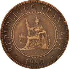 FRENCH COCHIN CHINA, Cent, 1885, Paris, EF(40-45), Bronze, KM:3, Lecompte:15