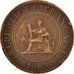 FRENCH COCHIN CHINA, Cent, 1885, Paris, EF(40-45), Bronze, KM:3, Lecompte:15