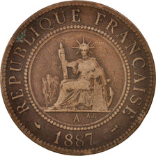 Moneda, INDOCHINA FRANCESA, Cent, 1887, Paris, BC+, Bronce, KM:1, Lecompte:39