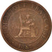 Moneta, FRANCUSKIE INDOCHINY, Cent, 1887, Paris, VF(30-35), Bronze, KM:1