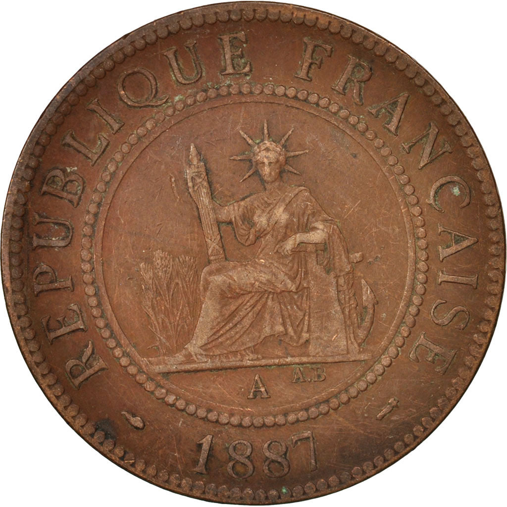 Coin, FRENCH INDO-CHINA, Cent, 1887, Paris, EF(40-45), Bronze, KM:1, Lecompte:39