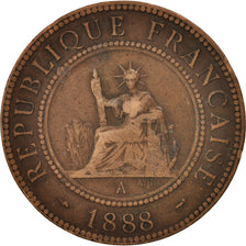 Coin, FRENCH INDO-CHINA, Cent, 1888, Paris, VF(20-25), Bronze, KM:1, Lecompte:40
