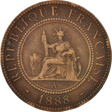 Coin, FRENCH INDO-CHINA, Cent, 1888, Paris, VF(30-35), Bronze, KM:1, Lecompte:40