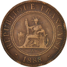 Moneta, INDOCINA FRANCESE, Cent, 1888, Paris, MB+, Bronzo, KM:1, Lecompte:40