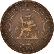Münze, FRENCH INDO-CHINA, Cent, 1889, Paris, S+, Bronze, KM:1, Lecompte:41