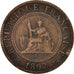 Moneda, INDOCHINA FRANCESA, Cent, 1892, Paris, BC+, Bronce, KM:1, Lecompte:43