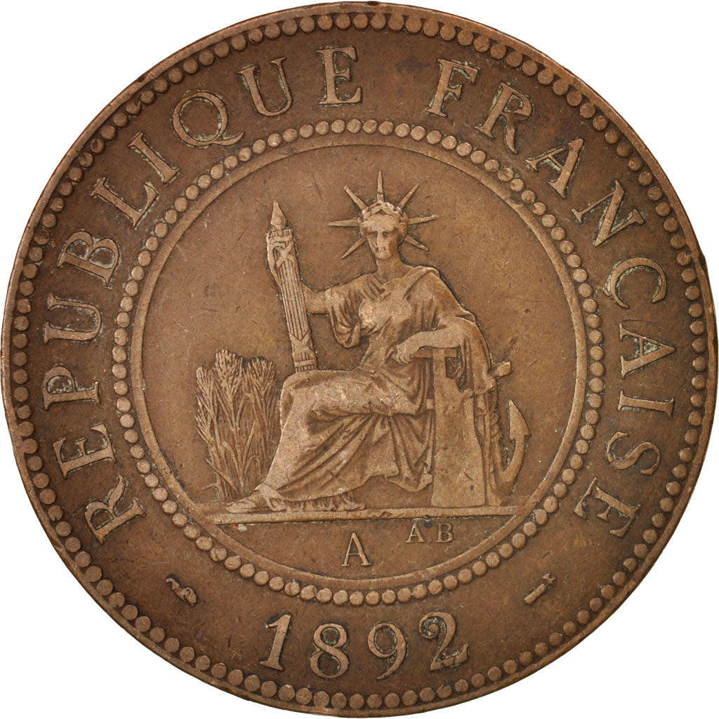 Coin, FRENCH INDO-CHINA, Cent, 1892, Paris, EF(40-45), Bronze, KM:1, Lecompte:43