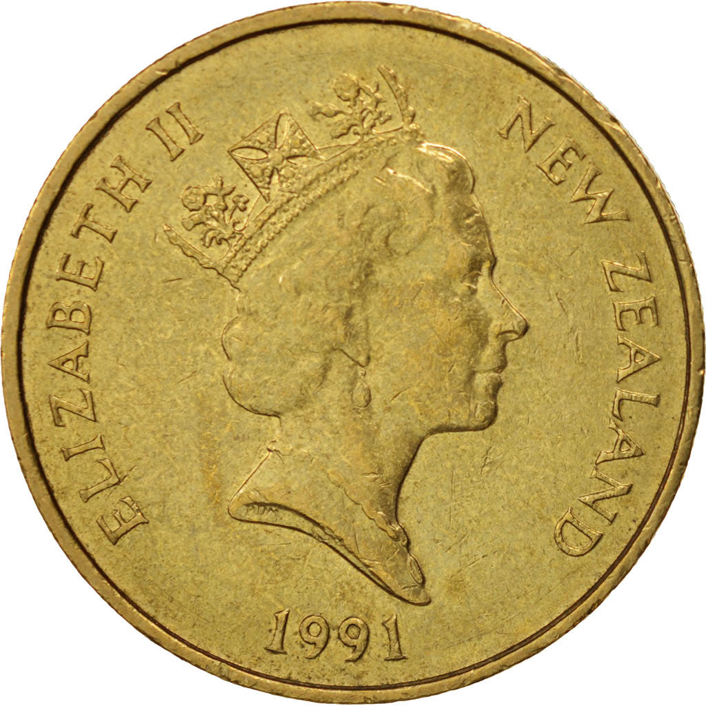 Neuseeland, Elizabeth II, 2 Dollars, 1991, AU(50-53), Aluminum-Bronze, KM:79