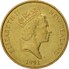 Nouvelle-Zélande, Elizabeth II, 2 Dollars, 1991, TTB+, Aluminum-Bronze, KM:79