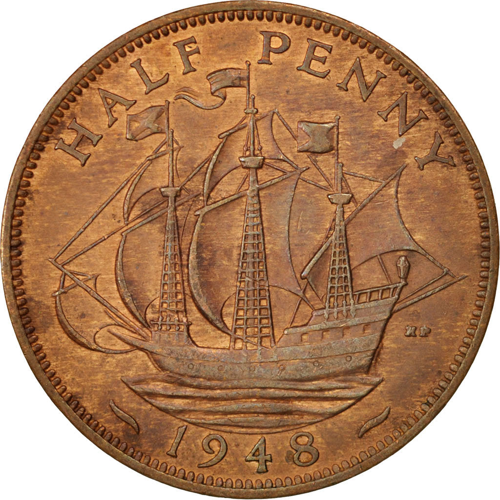 Coin, Great Britain, George VI, 1/2 Penny, 1948, AU(55-58), Bronze, KM:844