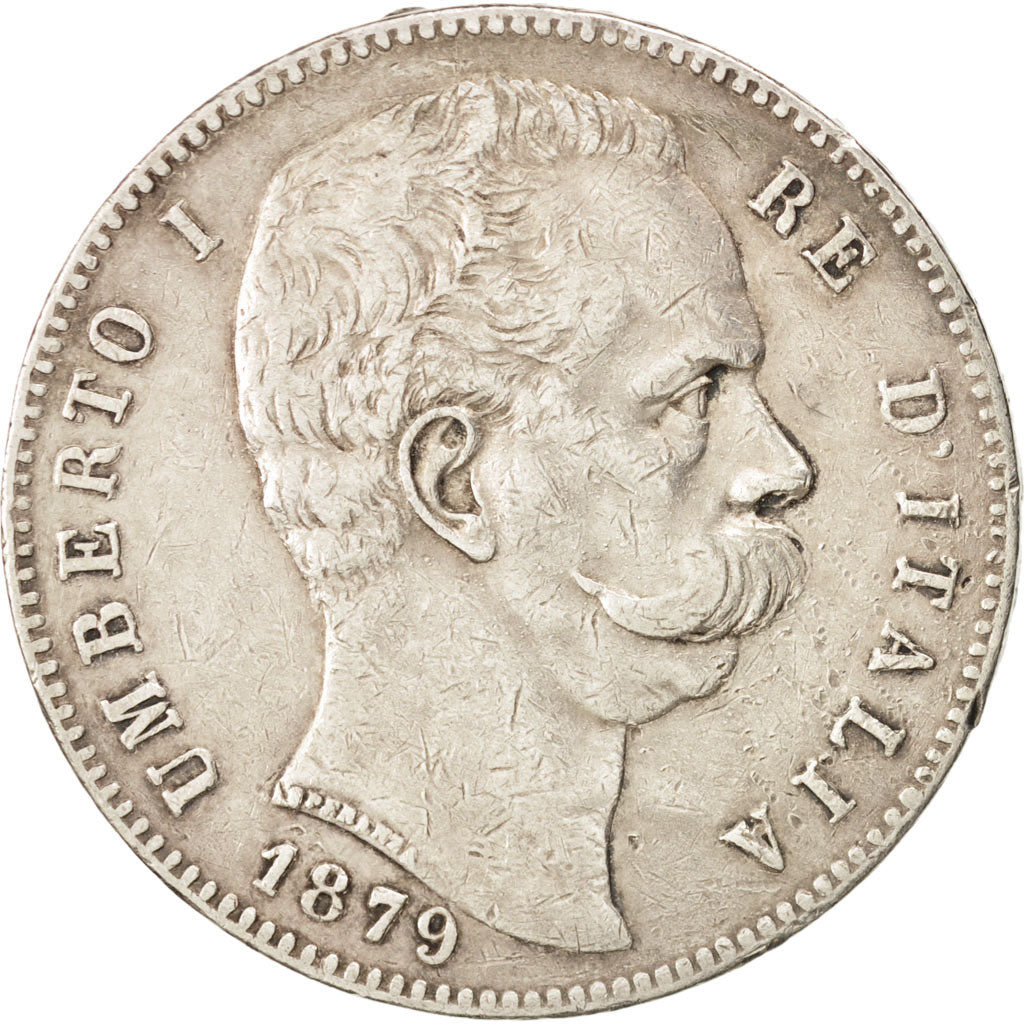 Coin, Italy, Umberto I, 5 Lire, 1879, Rome, VF(30-35), Silver, KM:20