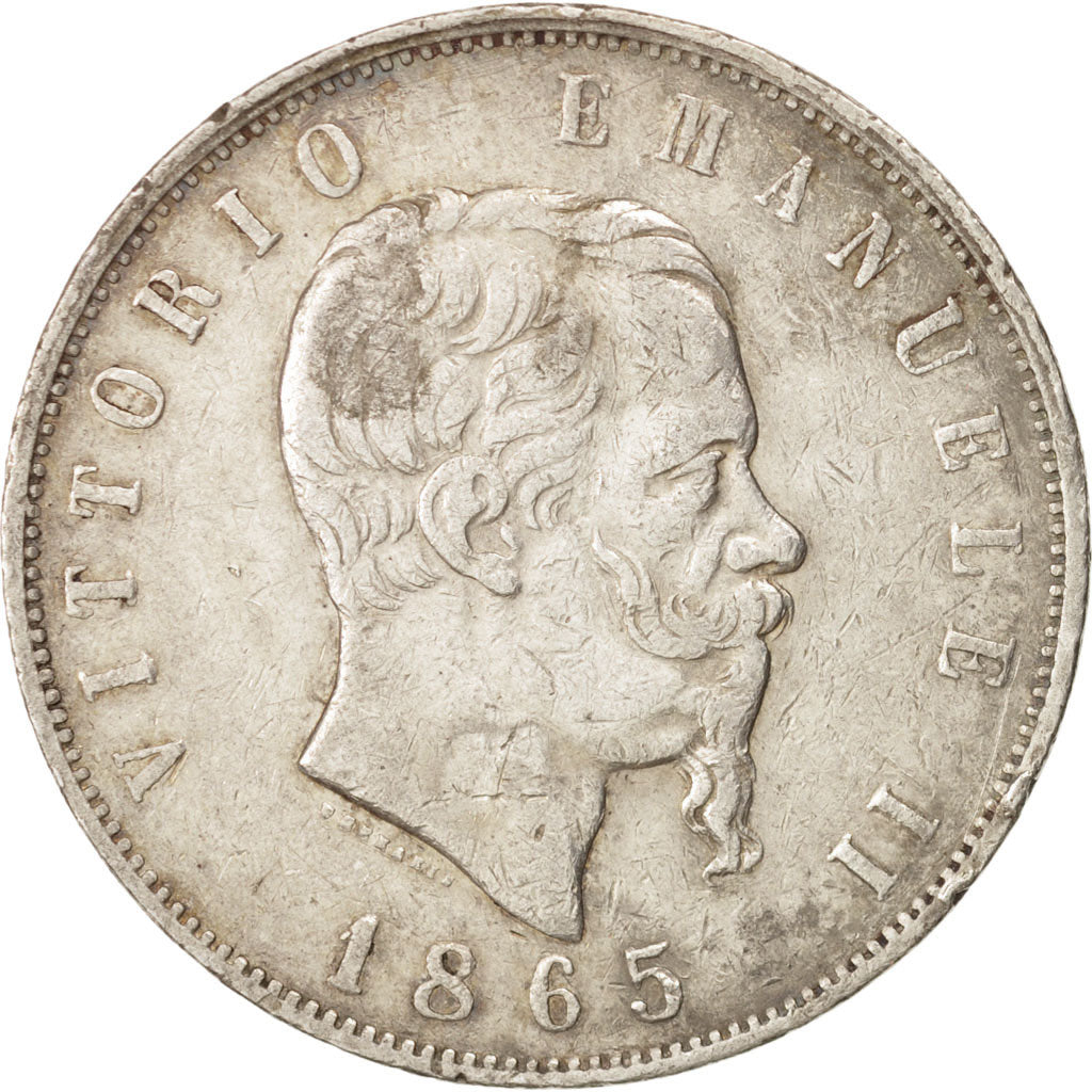 Italie, Vittorio Emanuele II, 5 Lire, 1865, Naples, TB+, Argent, KM:8.2