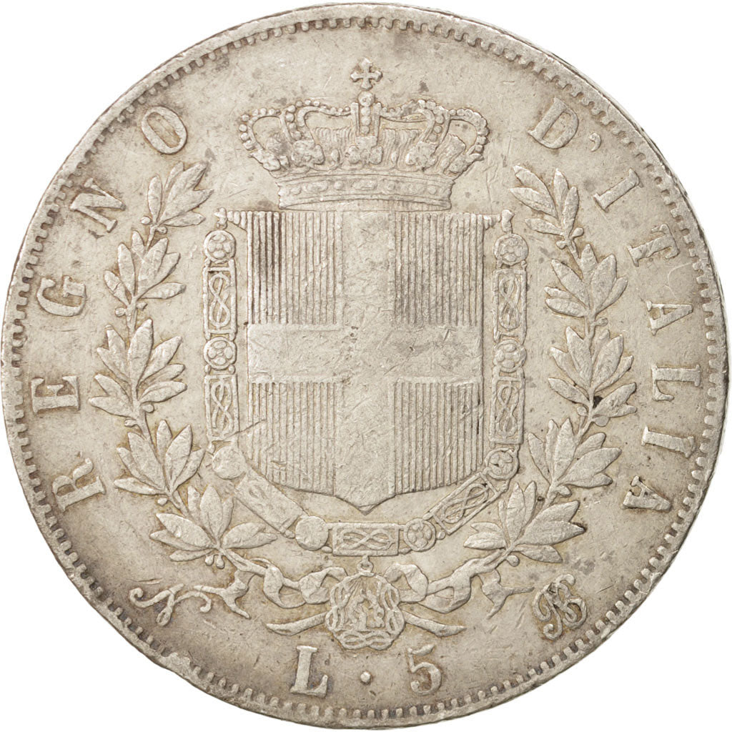 Italie, Vittorio Emanuele II, 5 Lire, 1865, Naples, TB+, Argent, KM:8.2
