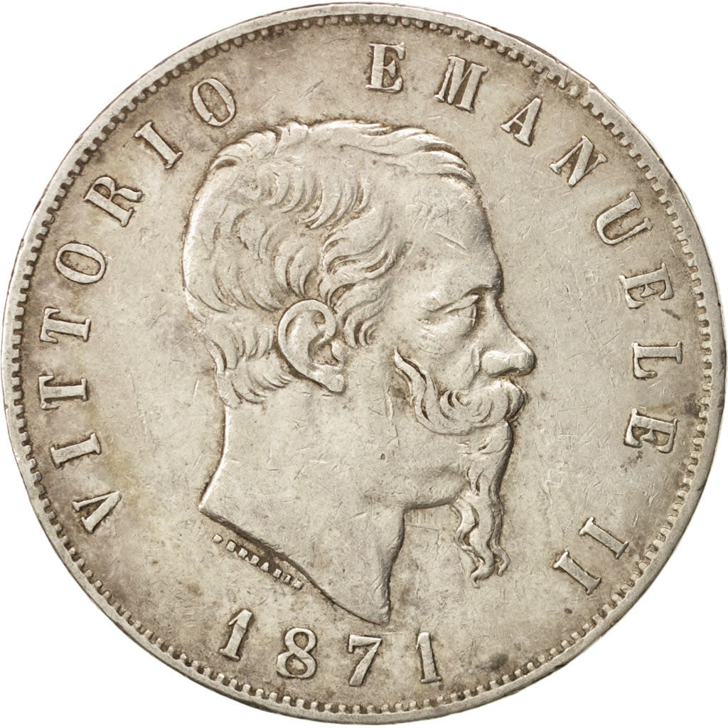 Monnaie, Italie, Vittorio Emanuele II, 5 Lire, 1871, Milan, TTB, Argent, KM:8.3