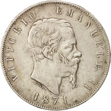 Monnaie, Italie, Vittorio Emanuele II, 5 Lire, 1871, Milan, TTB, Argent, KM:8.3