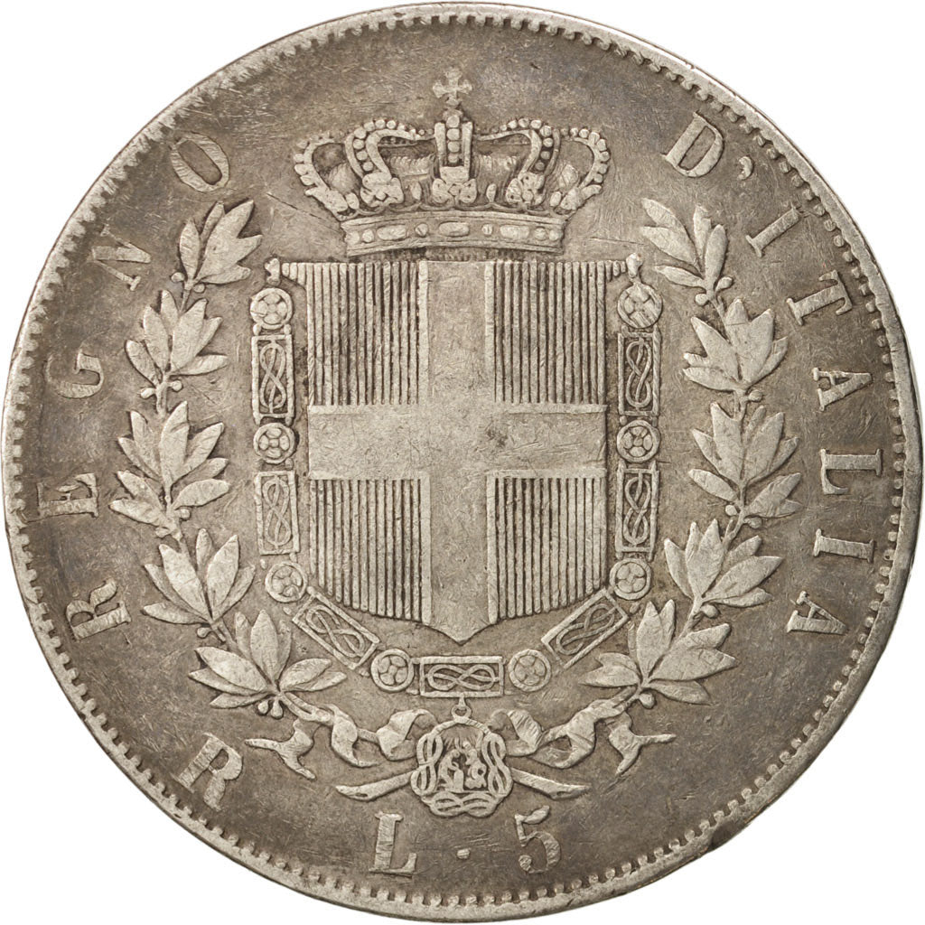 Monnaie, Italie, Vittorio Emanuele II, 5 Lire, 1876, Rome, TB, Argent, KM:8.4