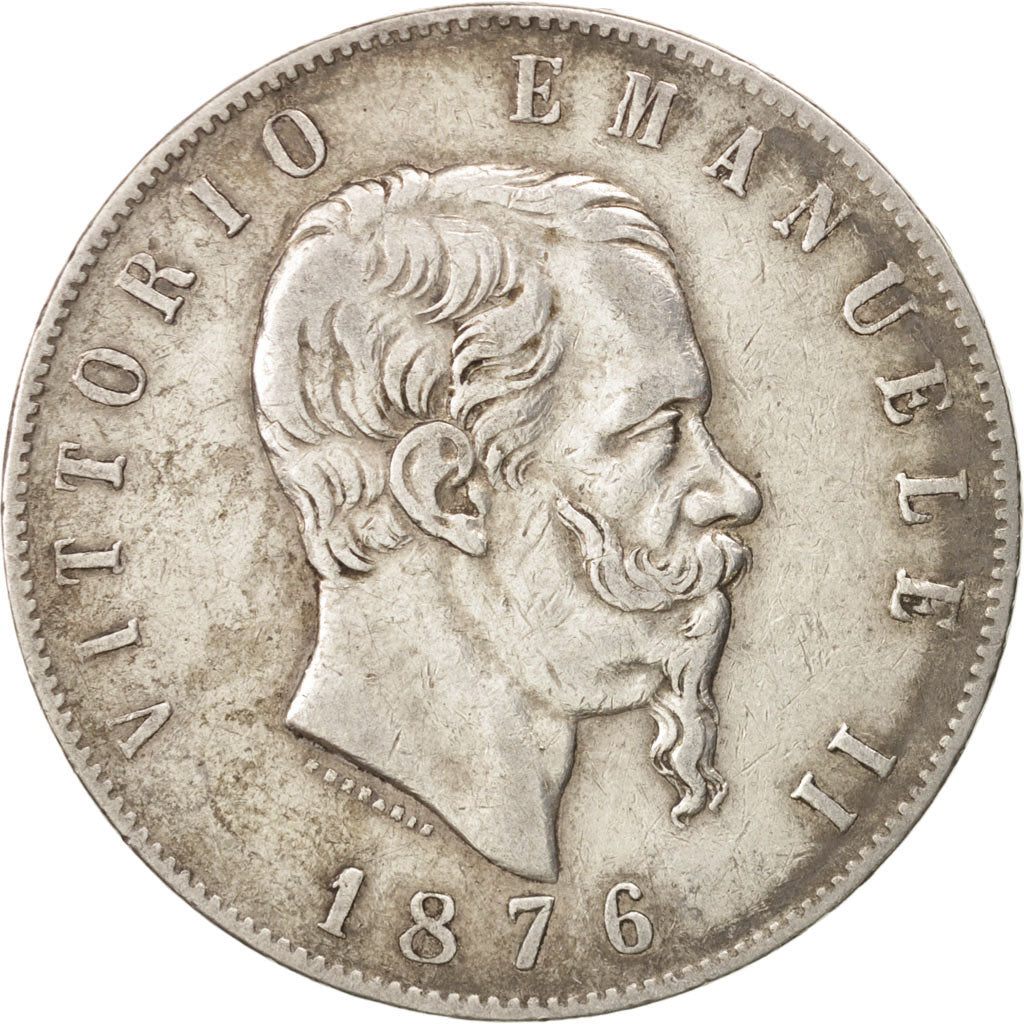 Italy, Vittorio Emanuele II, 5 Lire, 1876, Rome, VF(30-35), Silver, KM:8.4