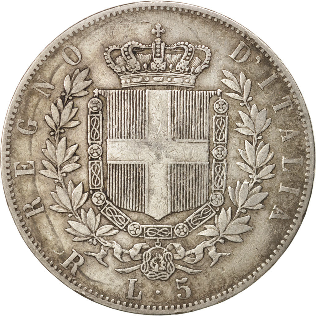 Italy, Vittorio Emanuele II, 5 Lire, 1876, Rome, VF(30-35), Silver, KM:8.4