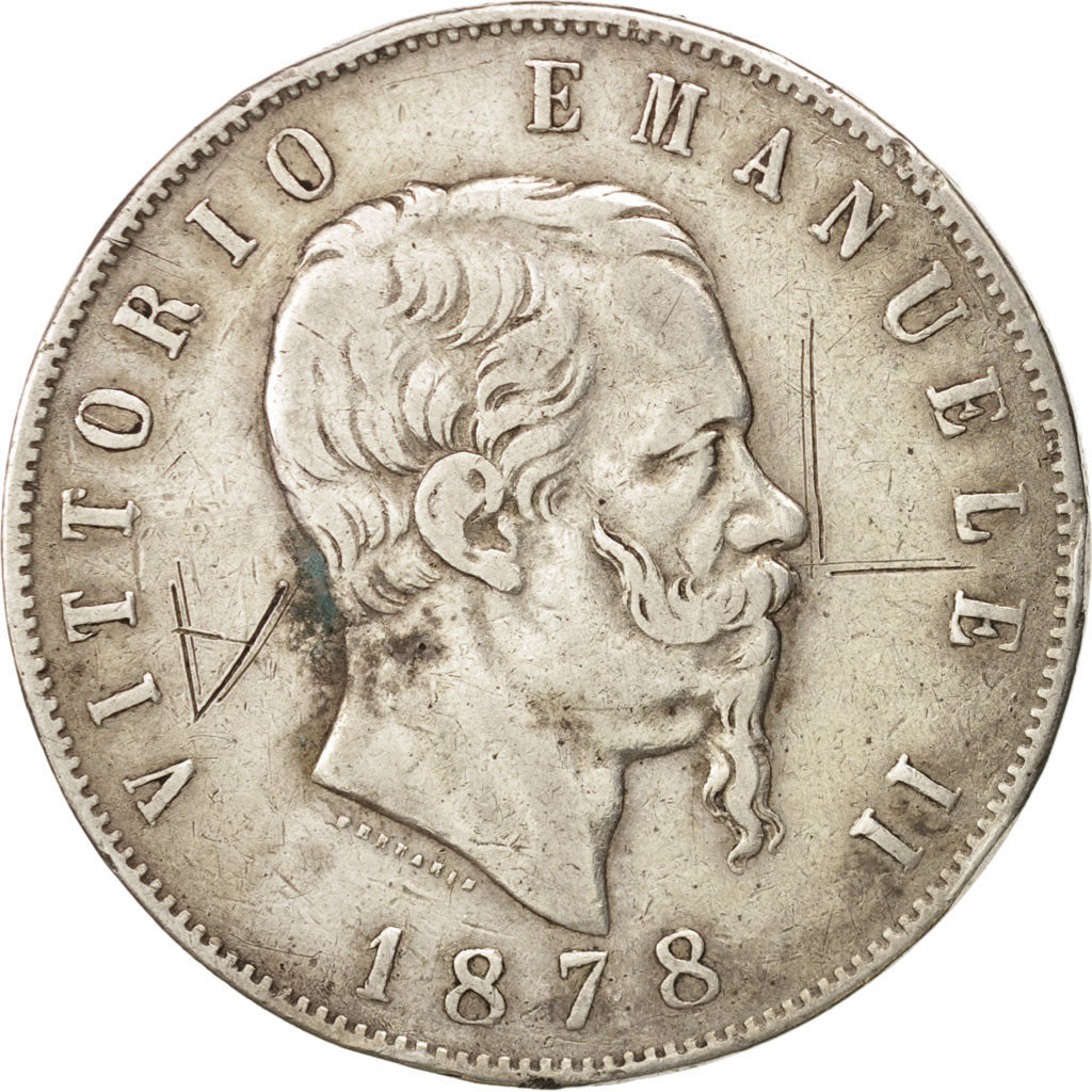 Coin, Italy, Vittorio Emanuele II, 5 Lire, 1878, Rome, VF(20-25), Silver, KM:8.4