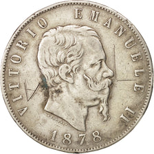 Coin, Italy, Vittorio Emanuele II, 5 Lire, 1878, Rome, VF(20-25), Silver, KM:8.4