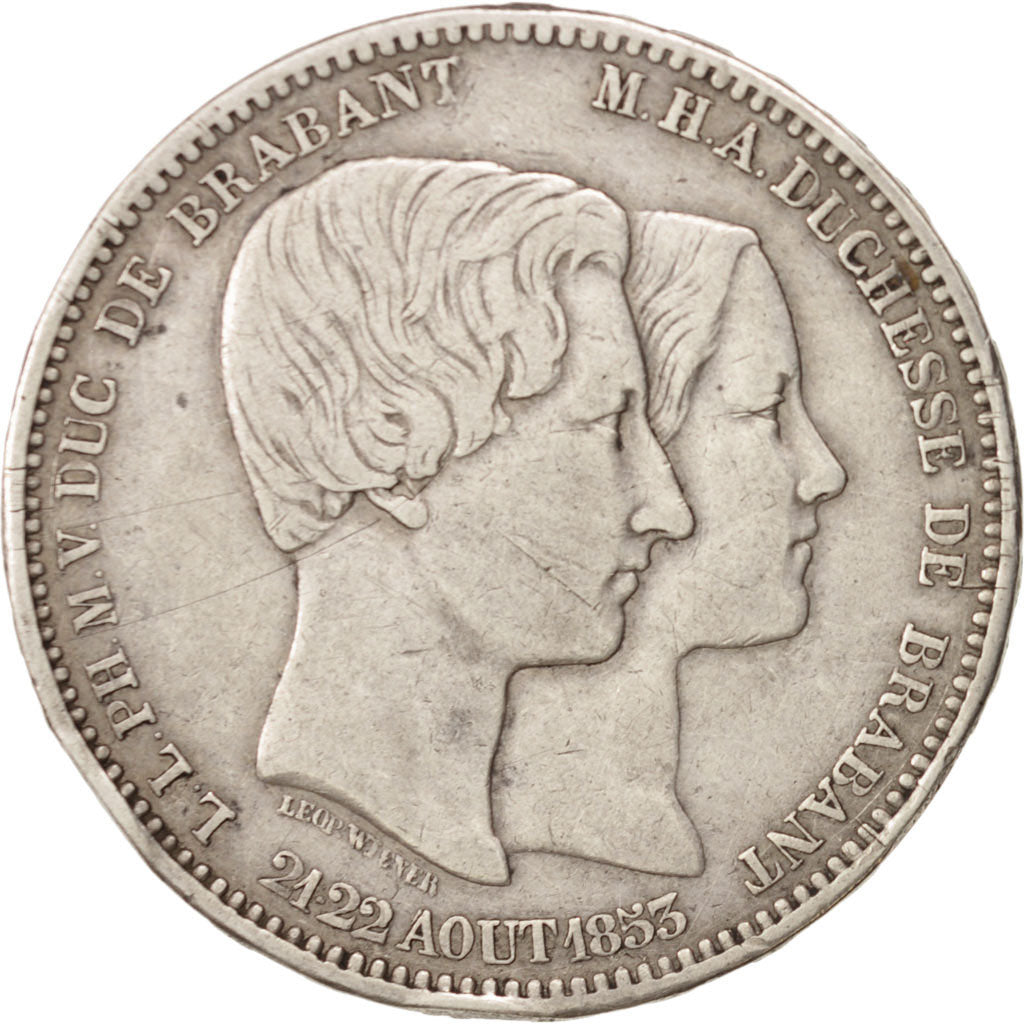 Coin, Belgium, Leopold I, 5 Francs, 1863, EF(40-45), Silver, KM:2.2