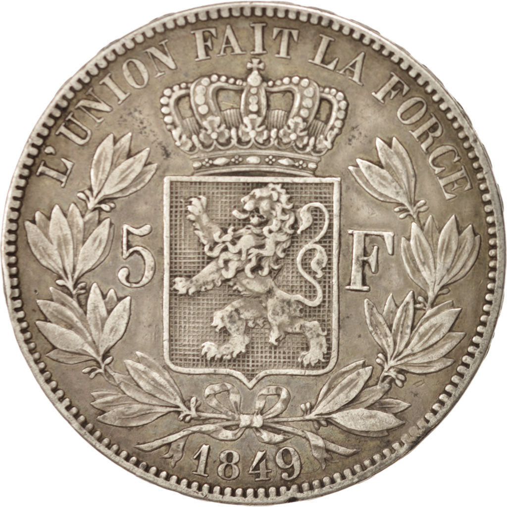 Belgium, Leopold I, 5 Francs, 5 Frank, 1849, VF(30-35), Silver, KM:17