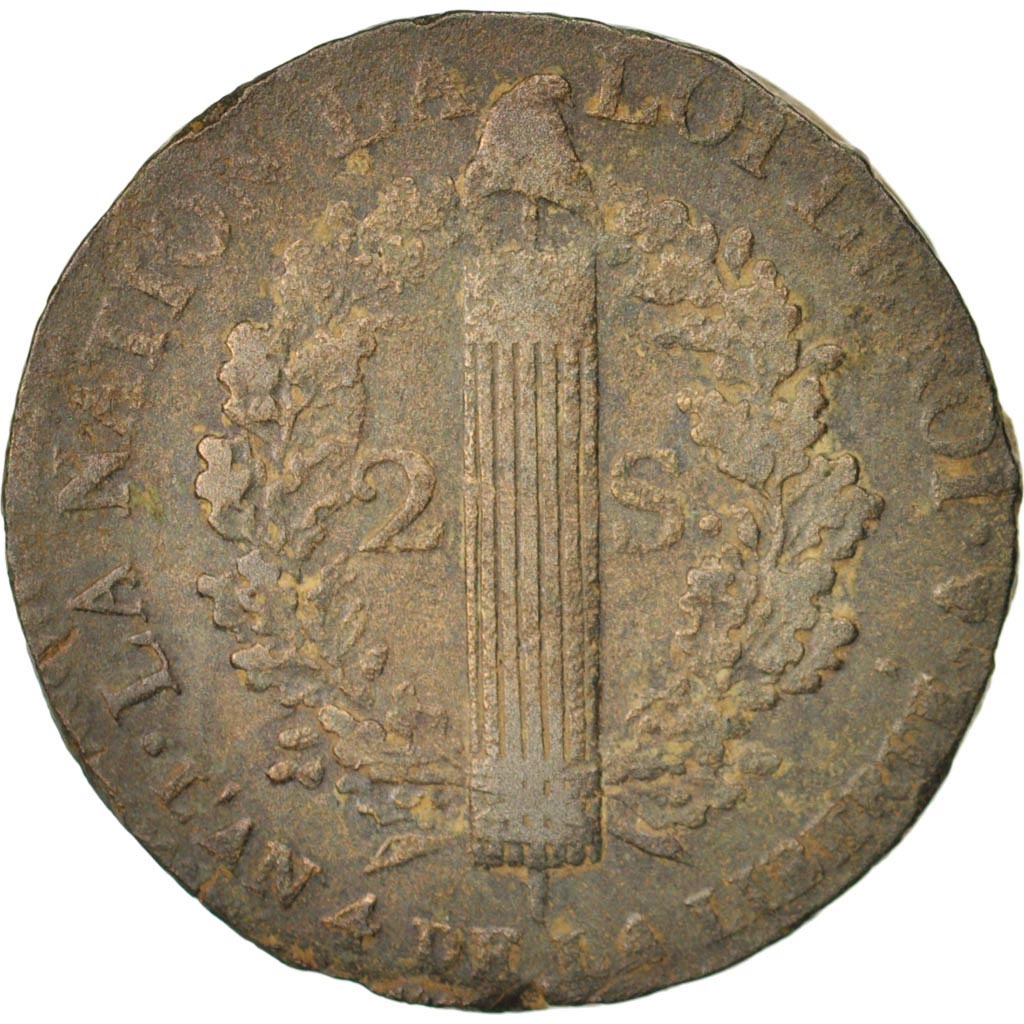 France, Louis XV, Double sol (2 sous) bronze, 2 Sols, 1792, Paris