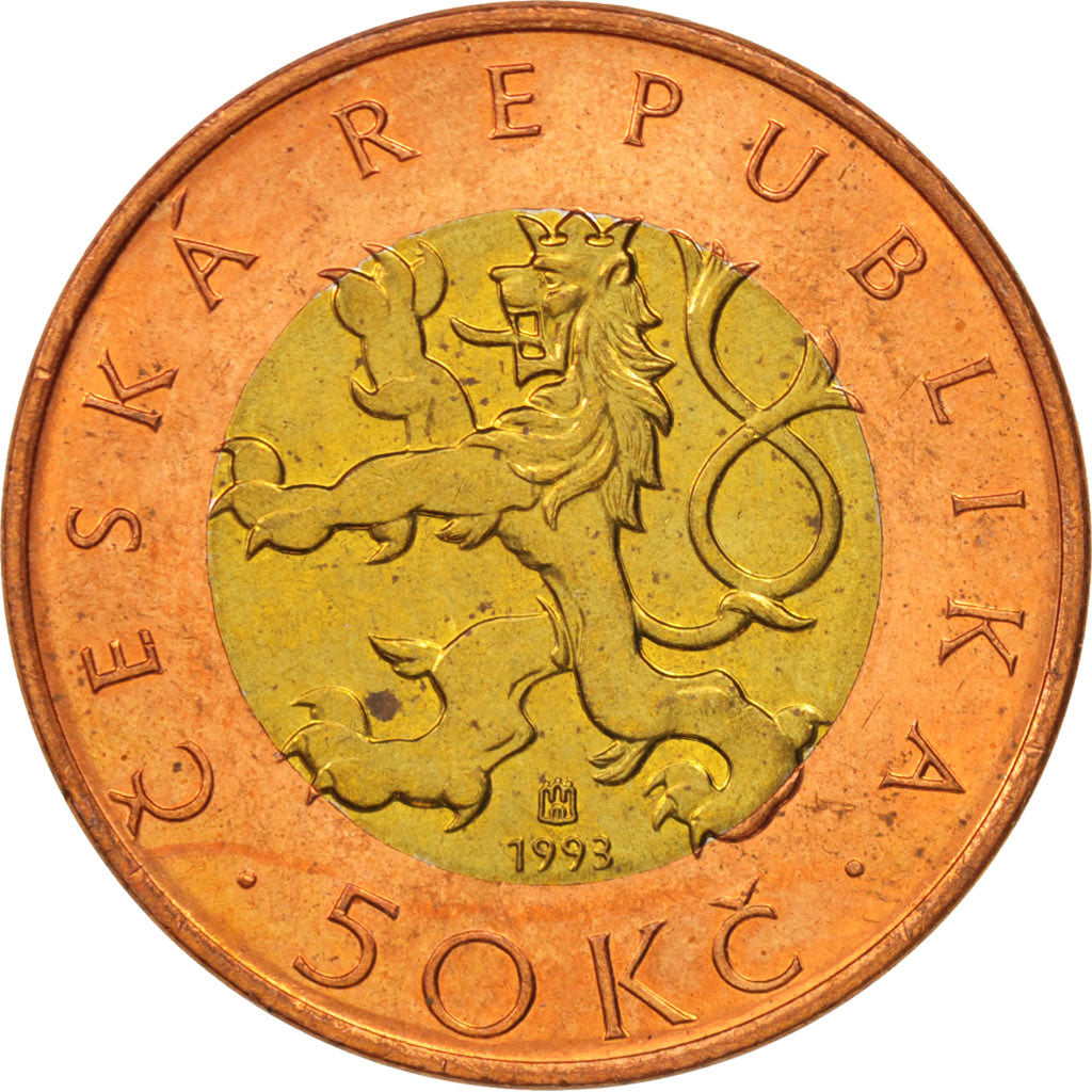 Czech Republic, 50 Korun, 1993, AU(55-58), Bi-Metallic, KM:1