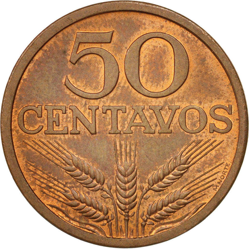 Coin, Portugal, 50 Centavos, 1970, AU(55-58), Bronze, KM:596