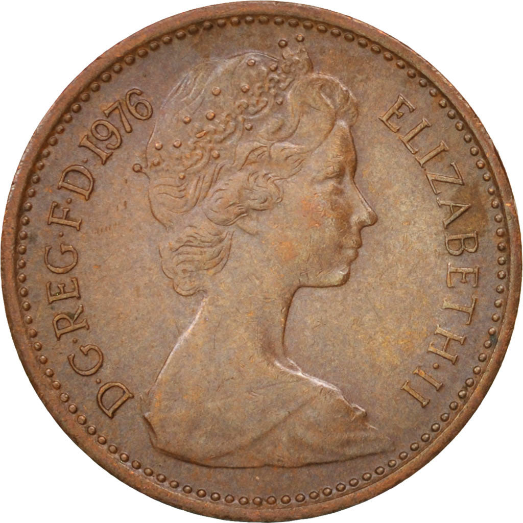 Coin, Great Britain, Elizabeth II, 1/2 New Penny, 1976, AU(55-58), Bronze