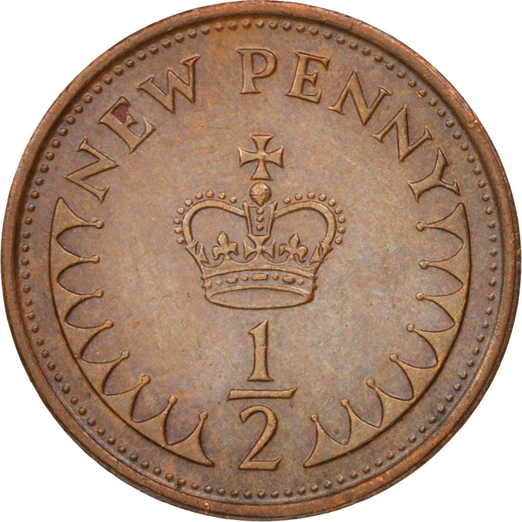 Coin, Great Britain, Elizabeth II, 1/2 New Penny, 1976, AU(55-58), Bronze