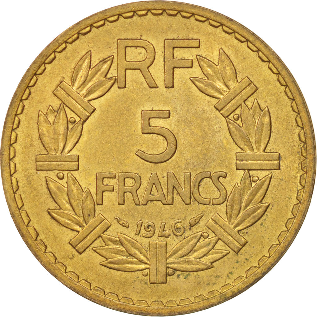 France, Lavrillier, 5 Francs, 1946, AU(55-58), Aluminum-Bronze, KM:888a.2