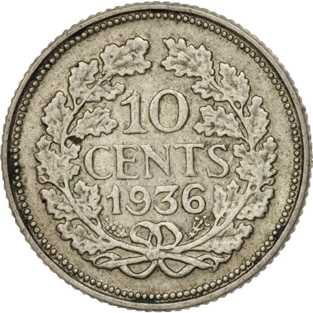 Münze, Niederlande, Wilhelmina I, 10 Cents, 1936, VZ, Silber, KM:163