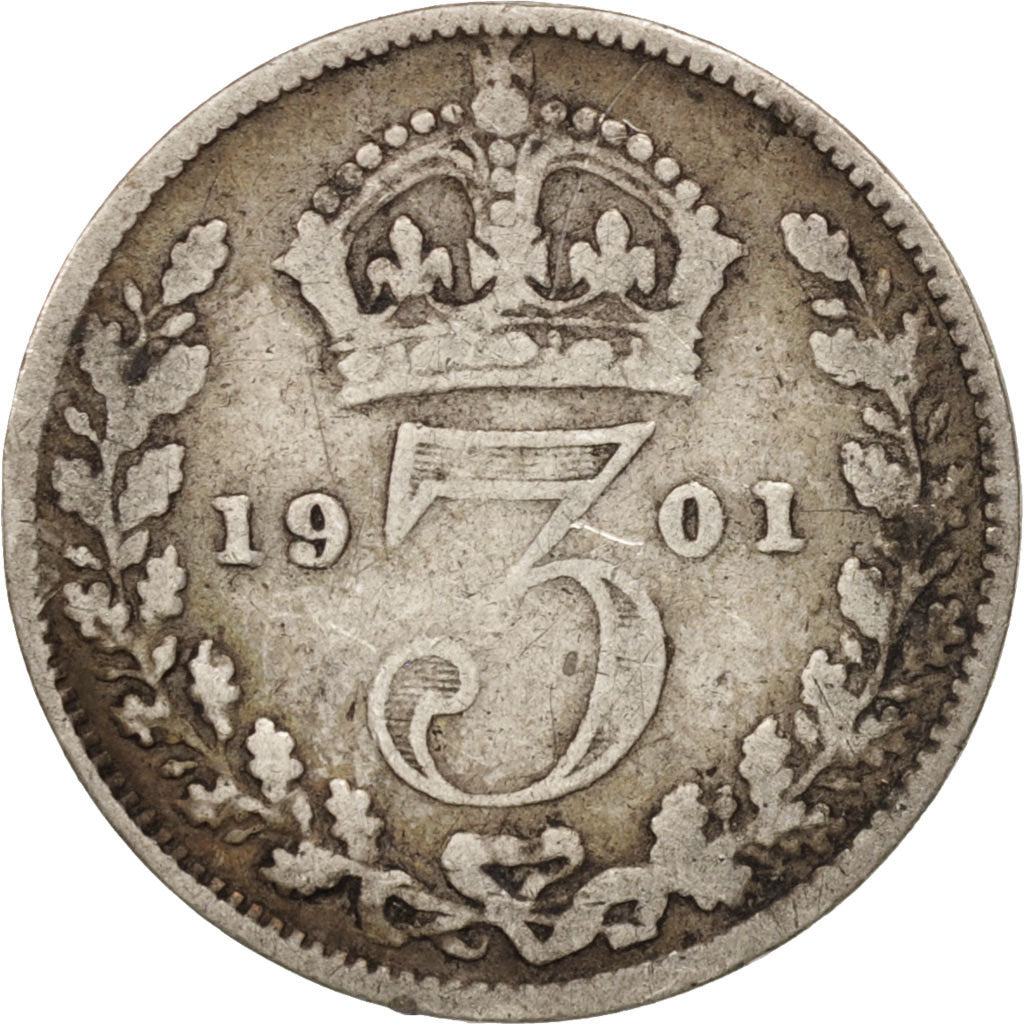 Great Britain, Victoria, 3 Pence, 1901, VF(20-25), Silver, KM:777