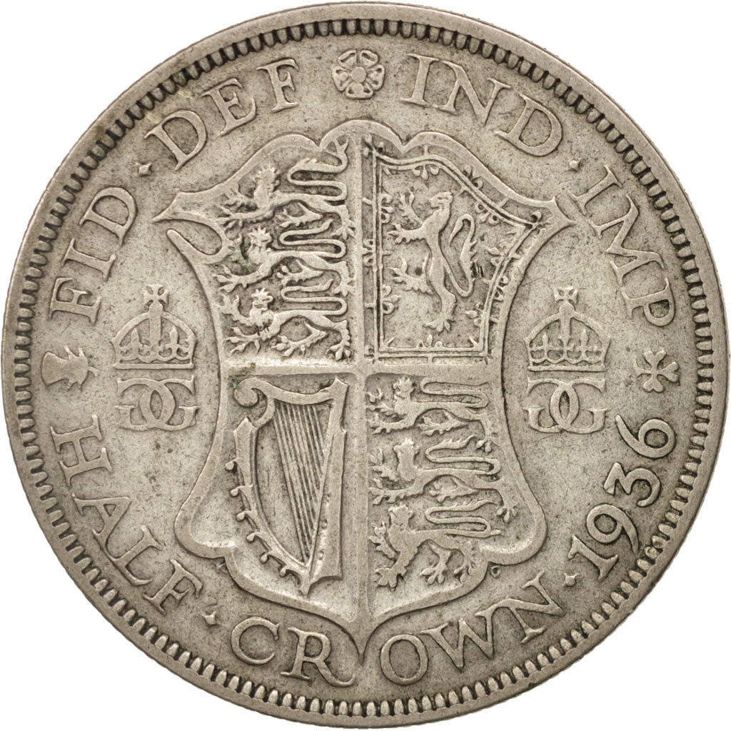 Great Britain, George V, 1/2 Crown, 1936, EF(40-45), Silver, KM:835
