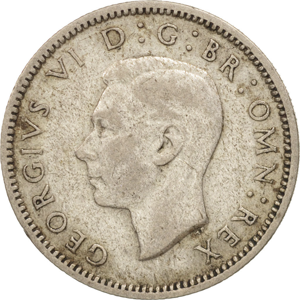 Coin, Great Britain, George VI, 6 Pence, 1945, AU(50-53), Silver, KM:852
