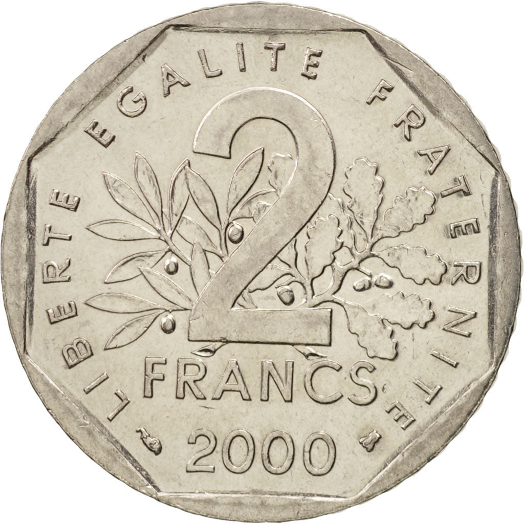 Coin, France, Semeuse, 2 Francs, 2000, Paris, MS(63), Nickel, KM:942.2