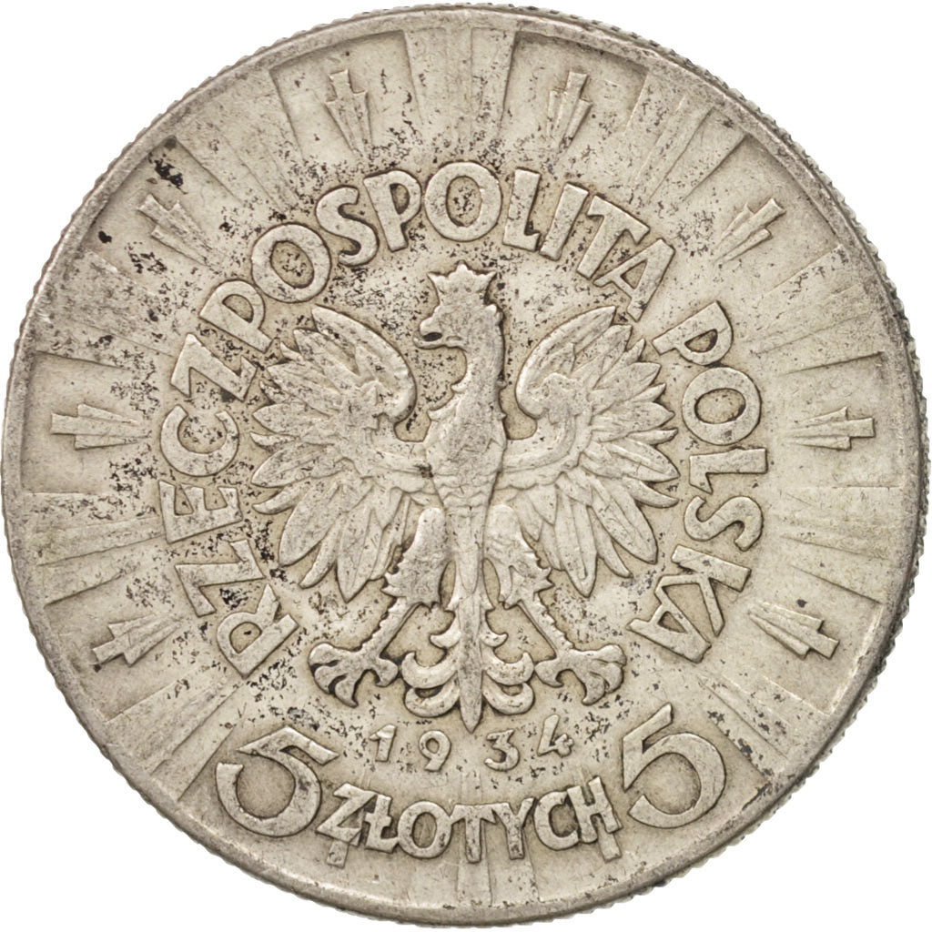 Poland, 5 Zlotych, 1934, Warsaw, EF(40-45), Silver, KM:25