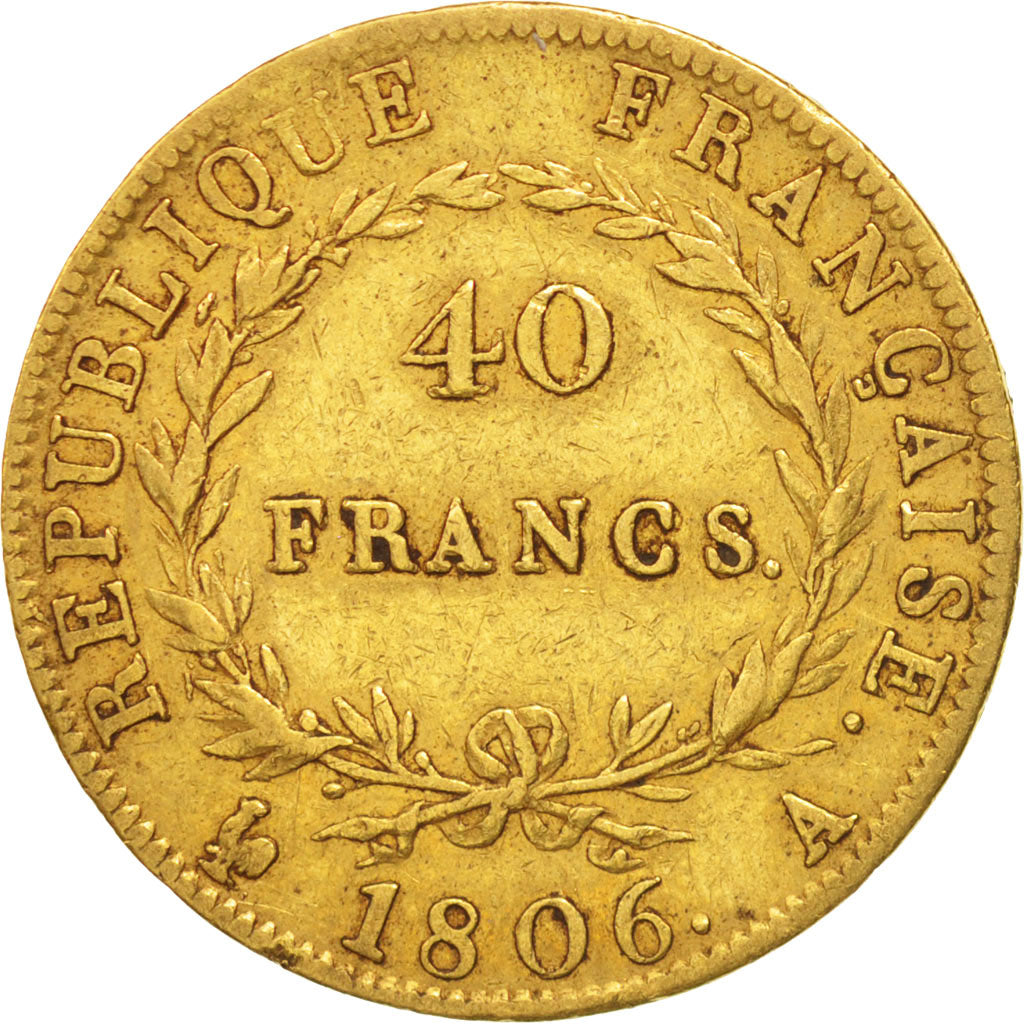 France, Napoléon I, 40 Francs, 1806, Paris, TTB, Or, KM:675.1, Gadoury:1082
