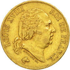 France, Louis XVIII, Louis XVIII, 40 Francs, 1816, Bayonne, EF(40-45), Gold