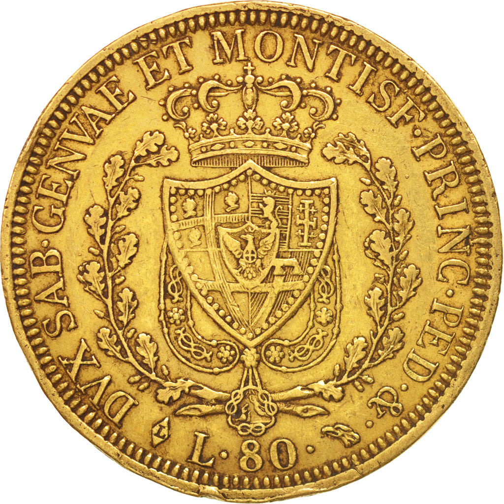Monnaie, États italiens, SARDINIA, Carlo Felice, 80 Lire, 1827, Torino, SUP