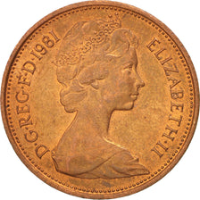 Coin, Great Britain, Elizabeth II, 2 New Pence, 1981, MS(63), Bronze, KM:916