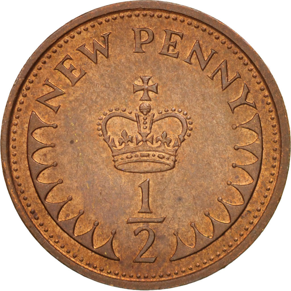Great Britain, Elizabeth II, 1/2 New Penny, 1978, MS(63), Bronze, KM:914