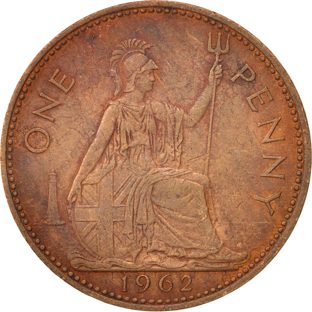Coin, Great Britain, Elizabeth II, Penny, 1962, AU(50-53), Bronze, KM:897