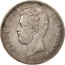Coin, Spain, Amadeao I, 5 Pesetas, 1871, Madrid, VF(30-35), Silver, KM:666