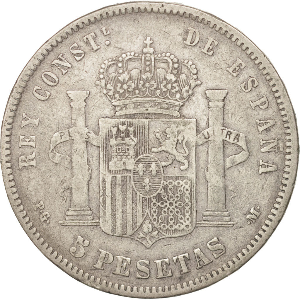 Spain, Alfonso XIII, 5 Pesetas, 1891, VF(30-35), Silver, KM:689