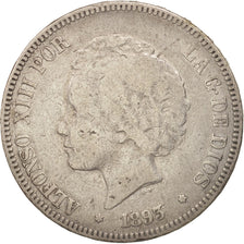 Munten, Spanje, Alfonso XIII, 5 Pesetas, 1893, Madrid, FR+, Zilver, KM:700