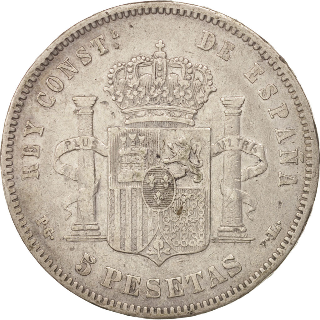 Monnaie, Espagne, Alfonso XIII, 5 Pesetas, 1893, Madrid, TB+, Argent, KM:700