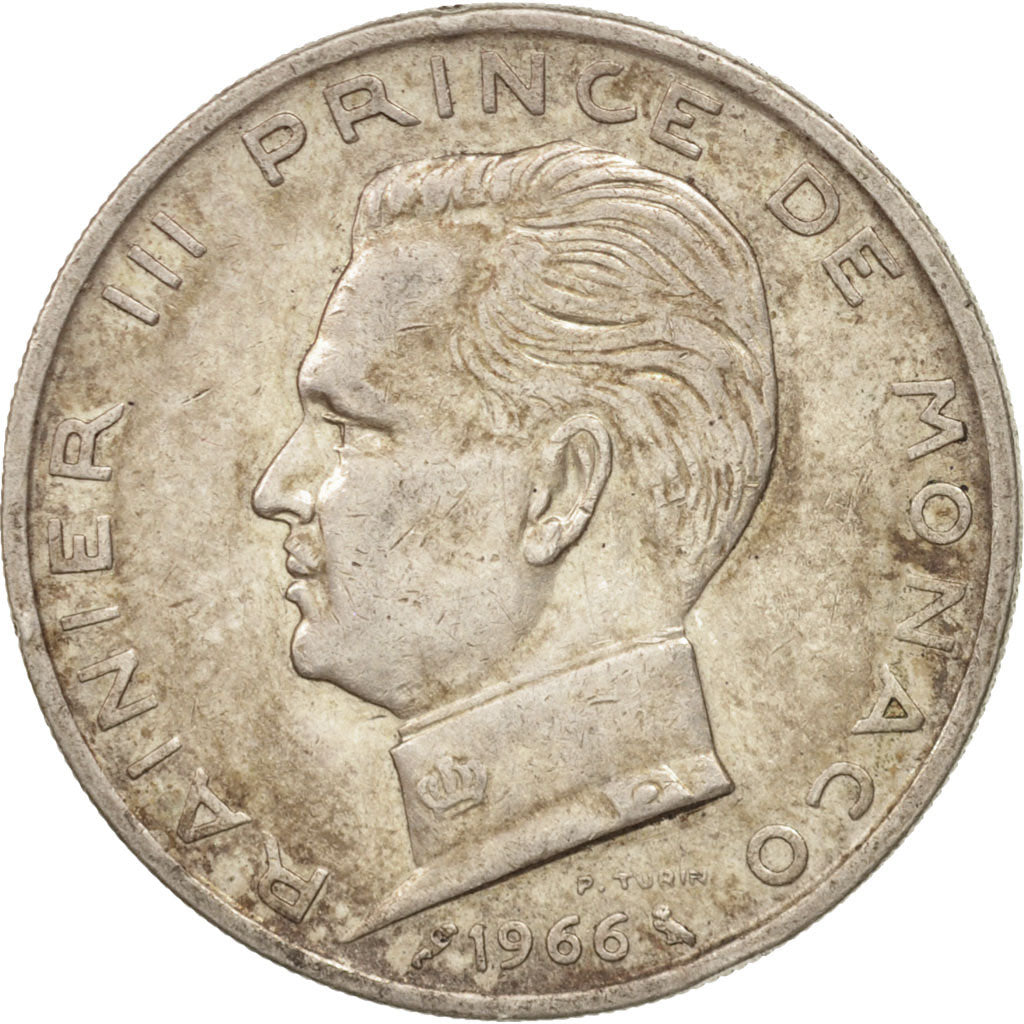 Monaco, Rainier III, 5 Francs, 1966, AU(50-53), Silver, KM:141, Gadoury:152