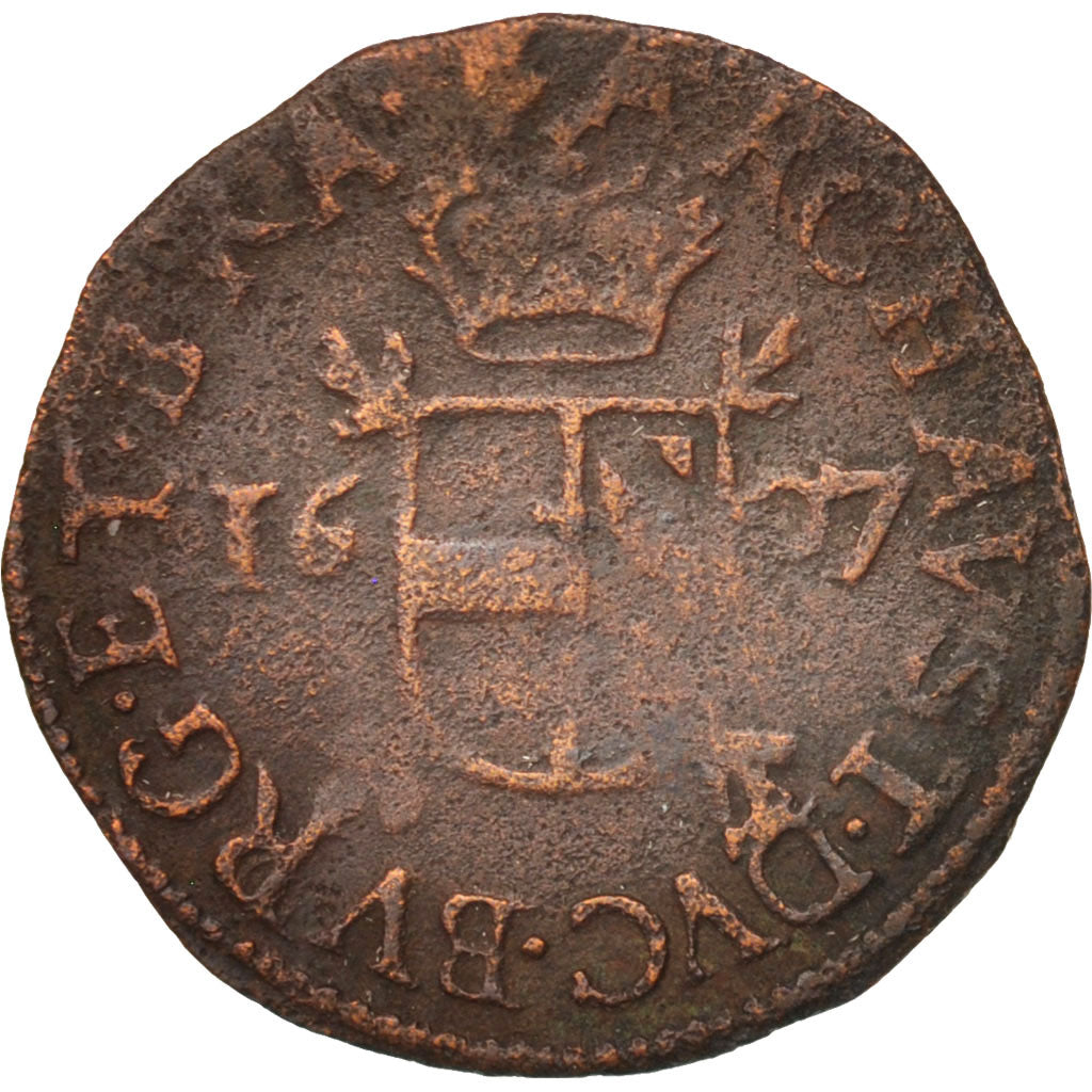 Spanish Netherlands, BRABANT, 2 Denier, 8 Mites, 1607, Antwerp, VF(30-35)